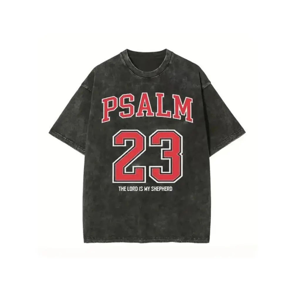 washed, classic letter size 23 printed T-shirt, high-quality wax printed cotton retro fashion brand T-shirt, suitable for summer T-shirt with a certain thickness, holiday gift