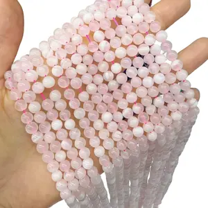 Natural Pink Sodalite Beads Smooth Round Gemstone Loose Beads 15.5 Inches Long for DIY Jewelry Making Handmade Crafts Bracelet Necklace Earrings Semi Precious Stone Spacer Beads