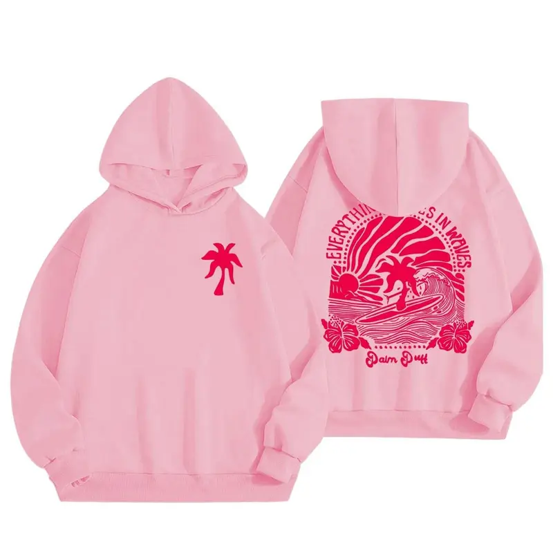 Pink Hibiscus Tree Hoodie, Oversized Hoodie, Funny Sports Hoodie, Cozy Pullover Gift, Casual Hoodie YBV