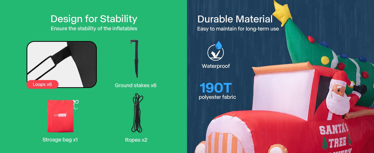 VIVOHOME Christmas Inflatable Outdoor Decoration, Santa on Green Sleigh, Santa and Christmas Tree, Navidad Blow Up Yard Decor with Built-in LED Light for Lawn, Garden, Party Ornament Water Proof VIVOHOME Christmas Inflatable Outdoor Decoration, Santa on Green Sleigh, Santa and Christmas Tree, Navidad Blow Up Yard Decor with Built-in LED Light for Lawn, Garden, Party Ornament Water Proof