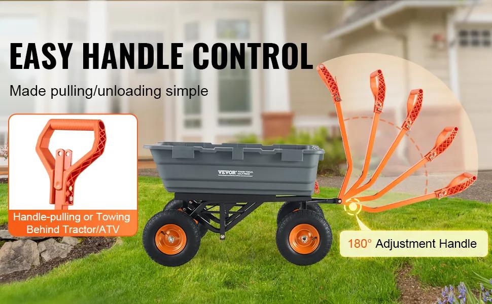VEVOR Poly Garden Dump Cart with Easy to Assemble Steel Frame, TikTokShopBlackFriday, 2-in-1 Convertible Handle, 13 Inch Tires, Max Capacity 1500 lbs, Utility Wheelbarrow Productivity Yard VEVOR Poly Garden Dump Cart with Easy to Assemble Steel Frame, TikTokShopBlackFriday, 2-in-1 Convertible Handle, 13 Inch Tires, Max Capacity 1500 lbs, Utility Wheelbarrow Productivity Yard