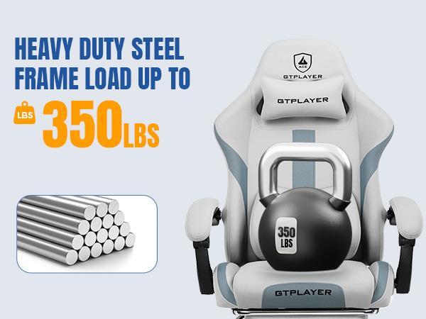 【New Year Sale】GTPLAYER Gaming Reclining Swivel Chair, Breathable Fabric Memory Foam Pillow, Smooth Rolling Swivel w/ Premium Spring Cushion