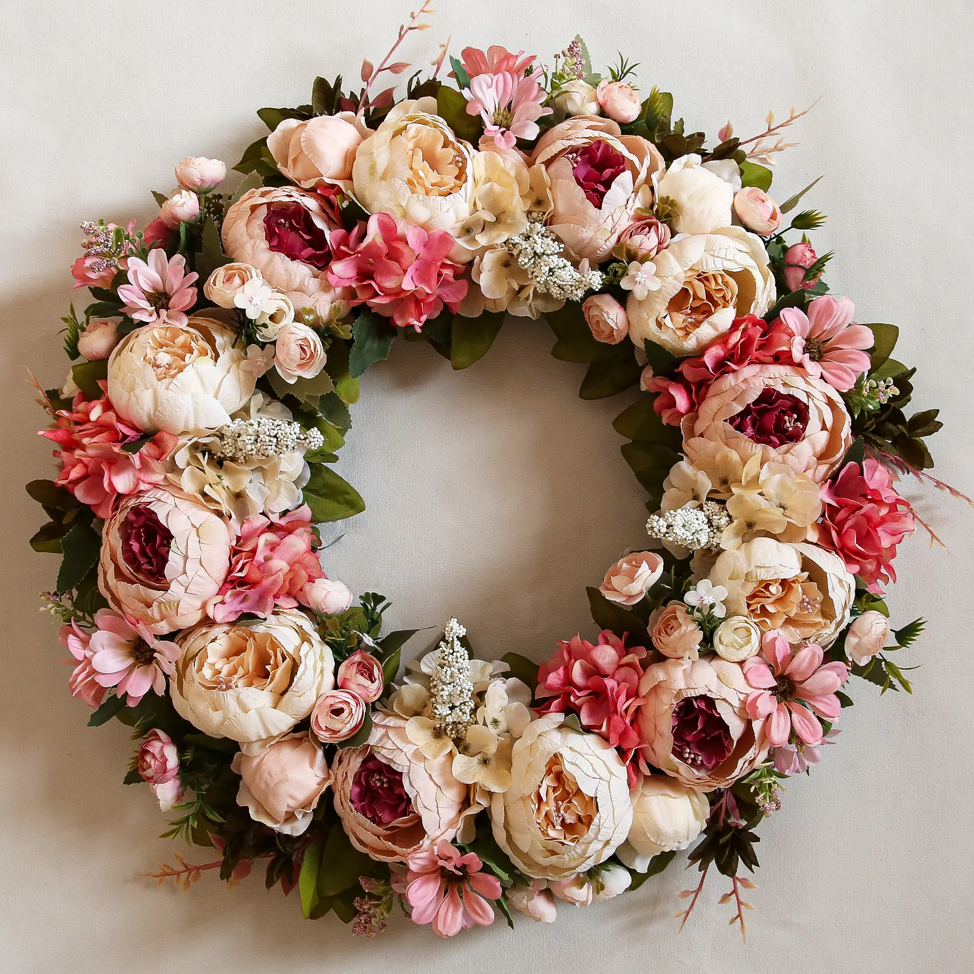 EZsenses Peony Wreath Spring Wreaths for Front Door, Artificial Large Floral Wreath for Front Door Wall Decor, Valentine’s Day Home Wedding Housewarming Gift