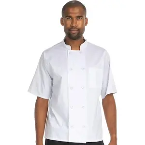 Hey Chef White 2X 10 Button Short Sleeve Mesh Coat