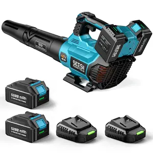 SEESII 40V Cordless Electric Leaf Blower/Snow Blower Cordless, 680CFM/210MPH Brushless Motor with 2 * 5200 mAh Batteries and 2*Chargers, Variable Speed Control & Turbo Button, Electric Blower for Lawn Care/Debris/Dust