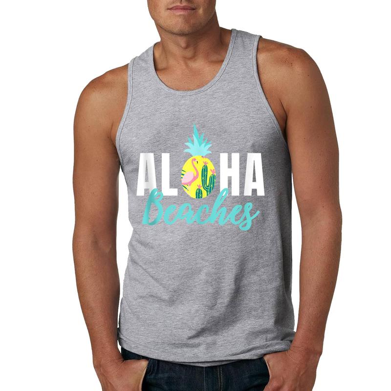 Style A H128 Funny Aloha Beaches Pineapple Hawaiian Men Women Gift Tank Top , Summer Gym Muscle Sleeveless, Casual Knitted Slim Fit Beach Tank top Fabric Menswear
