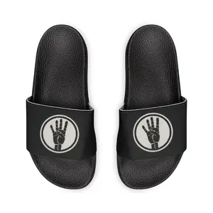 4ever4s Slide Sandals — Men’s Black Strap Slides with Hand Logo