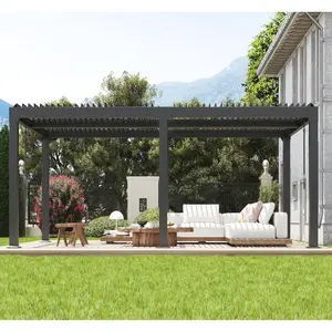Louvered Pergola - 10'x20' Outdoor Pergolas with Adjustable Louvered Roof, Reinforced Aluminum Frame, Integrated Drainage System, Outdoor Gazebo for Deck, Patio, Backyard and Garden