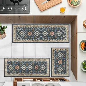 3 Piece Boho Kitchen Rug Set Non Slip Washable Runner Rugs for Hallway Laundry Decor
