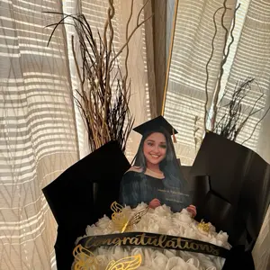 Graduation Rose Bouquet with Custom Photo Luxury Graduation Gift Featuring Elegant Design and Personalized Touch