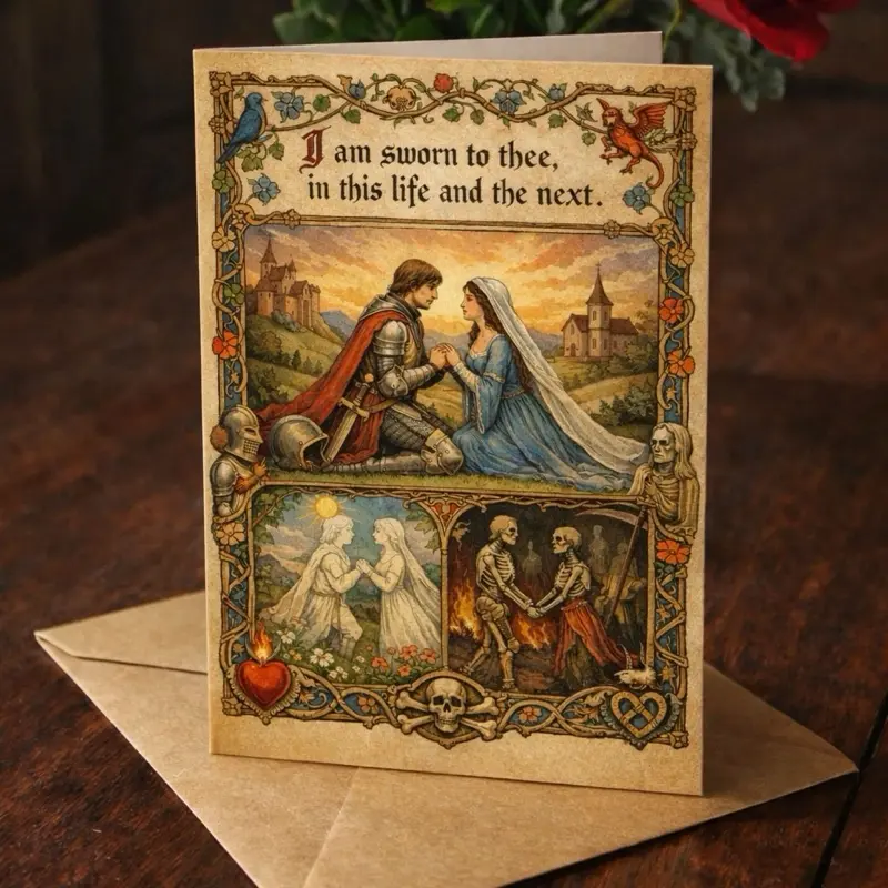 Medieval Valentine's Day Card Funny Romantic Cards Gothic Renaissance Era D&D Gifts Fantasy with Intricate Artwork
