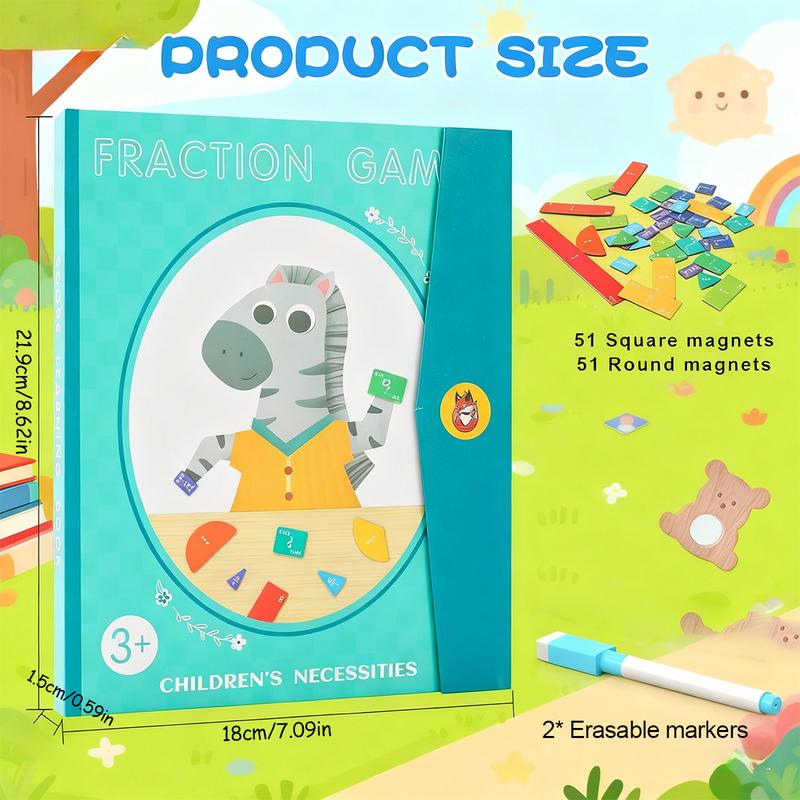 Magnetic Fraction Demonstration Book,1 Set Math Teaching Aid, Learning Toy for Gift, Mathematical Knowledge Training Toys, Interactive Game Props, Educational Material