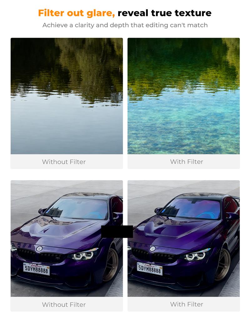 [K&F CONCEPT] Magnetic CPL Lens Filter for iPhone 17 16 15 14 13 12 11 Pro/ProMax，Samsung and Other Smart Phone，Ultra Tiny Snap On Filter, convenience，Anti-Glare & Enhances Texture.uts the glare, reveals true texture