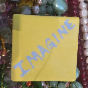 Hand-Painted Ceramic Affirmation Magnet "Imagine"| Personalized 3"x3" Keepsake