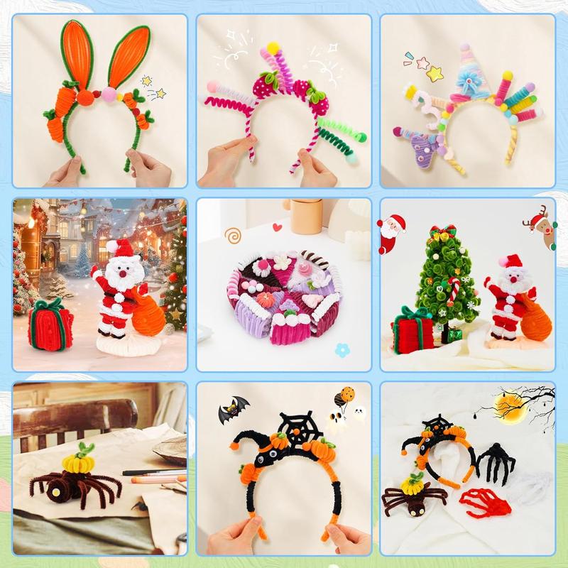 1200PCS Pipe Cleaners Craft, Pipe Cleaners Bulk for Arts and Crafts Supplies Multi-Color Chenille Stems DIY Project Room Decor,Christmas Decorations Creative Toys Gift (12inch*6mm,48colors)