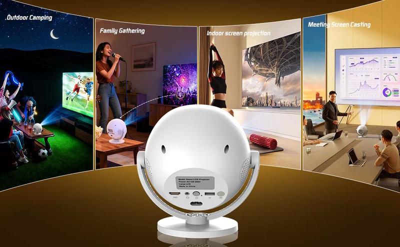 XBJ Portable Projector 360° Projection 2.4/5G WiFi 360° HDDual Band Wireless 6+ BT6.0 LED 200 Inch Screen Built-in Speaker 1080P Full HD Auto Keystone Electric Focus for HomeCinema Outdoor Use Great Gift XBJ Portable Projector 360° Projection 2.4/5G WiFi 360° HDDual Band Wireless 6+ BT6.0 LED 200 Inch Screen Built-in Speaker 1080P Full HD Auto Keystone Electric Focus for HomeCinema Outdoor Use Great Gift