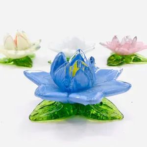 Glass Lotus Flower, Blue