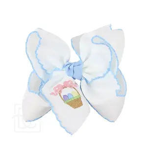 White & Blue Easter Basket Bow