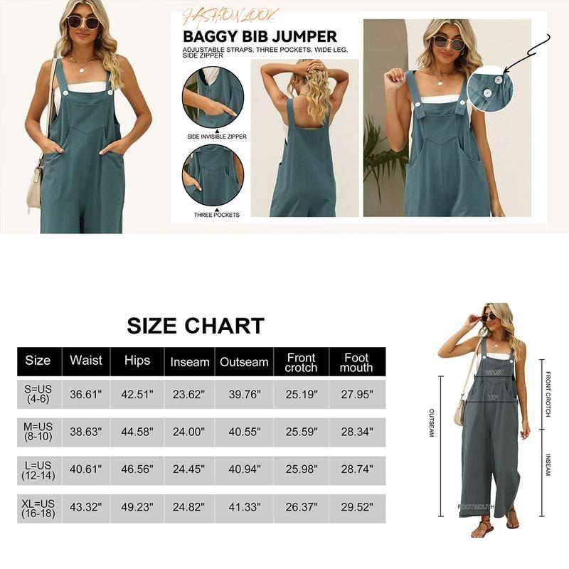 WoodBerry Women's Summer Cotton Linen Bib Overalls Sleeveless Adjustable Wide Leg Jumpsuits Casual Womenswear Loose Rompers with Pockets WoodBerry Women's Summer Cotton Linen Bib Overalls Sleeveless Adjustable Wide Leg Jumpsuits Casual Womenswear Loose Rompers with Pockets