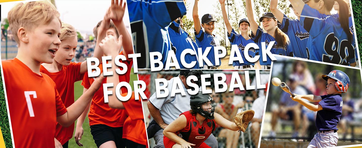 Youth & Adult Baseball Softball Bag - Lightweight Bat Backpack with Fence Hook, Large Main Compartment for Helmet & TBall Equipment, Separate Shoe Pocket