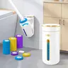 AIR U Disposable Toilet Brush & Holder Kit - ABS Bathroom Decor Set, Wall-Mount Ease Tool Wand with 24 Refills, Fragrant Tablet, Metal Built for Toilet, Sink, Tub, Basin Bathroom Accessory