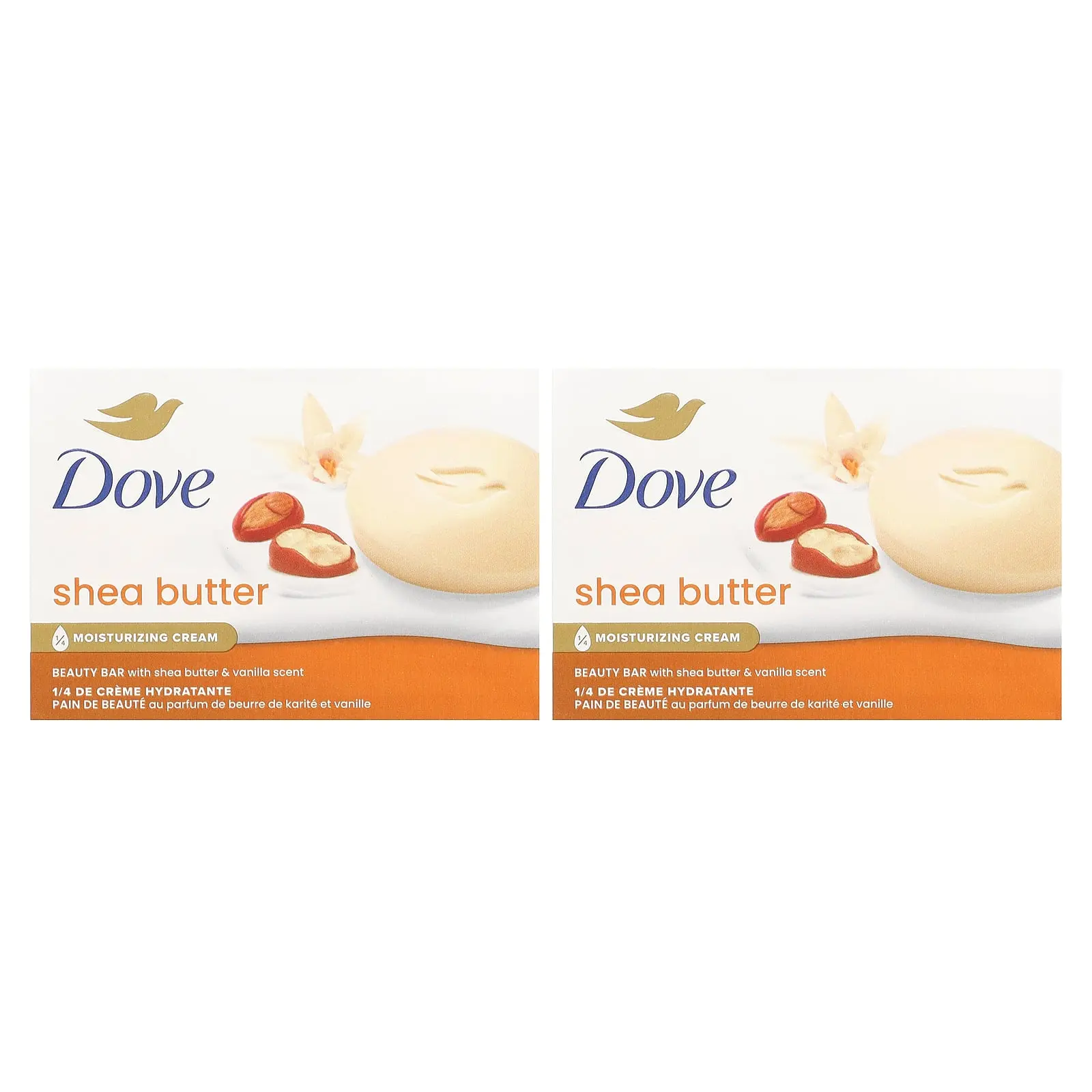 Dove Beauty Bar Soap, Shea Butter & Vanilla, 2 Bars, 3.75 oz (106 g) Each