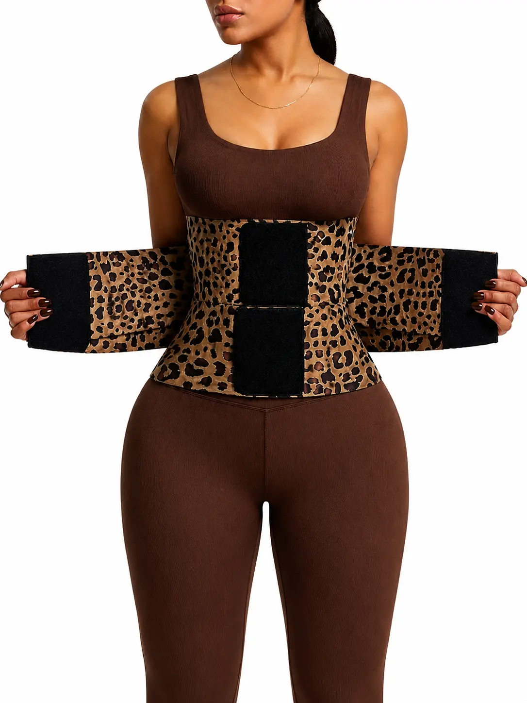 HAGIG Women's Leopard Print Waist Trainer Belt Adjustable Waist Support Wrap Comfortable Everyday Wear