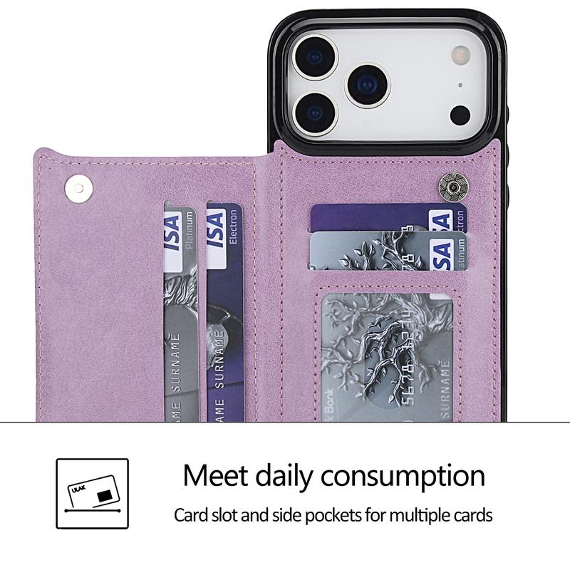 Case For iPhone 17 16 15 14 13 12 11 Pro Max Case Wallet with Card Holder, Embossed Butterfly Premium PU Leather Double Magnetic Buttons Flip Shockproof Protective Case Cover