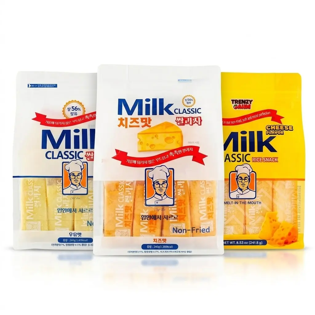 Milk Classic Korean Milk & Cheese Rice Crackers 240g Popular Korean Rice Snack Creamy & Cheese Delicious! Crispy