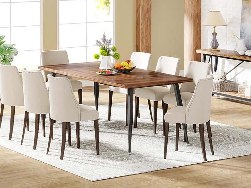 Tribesigns 70.9 Inch Large Dining Table for 6 to 8, Industrial Kitchen Table Furniture with Metal Legs, Modern Faux Wood Rectangular Dinner Table for Dining Room, Rustic Brown/Black