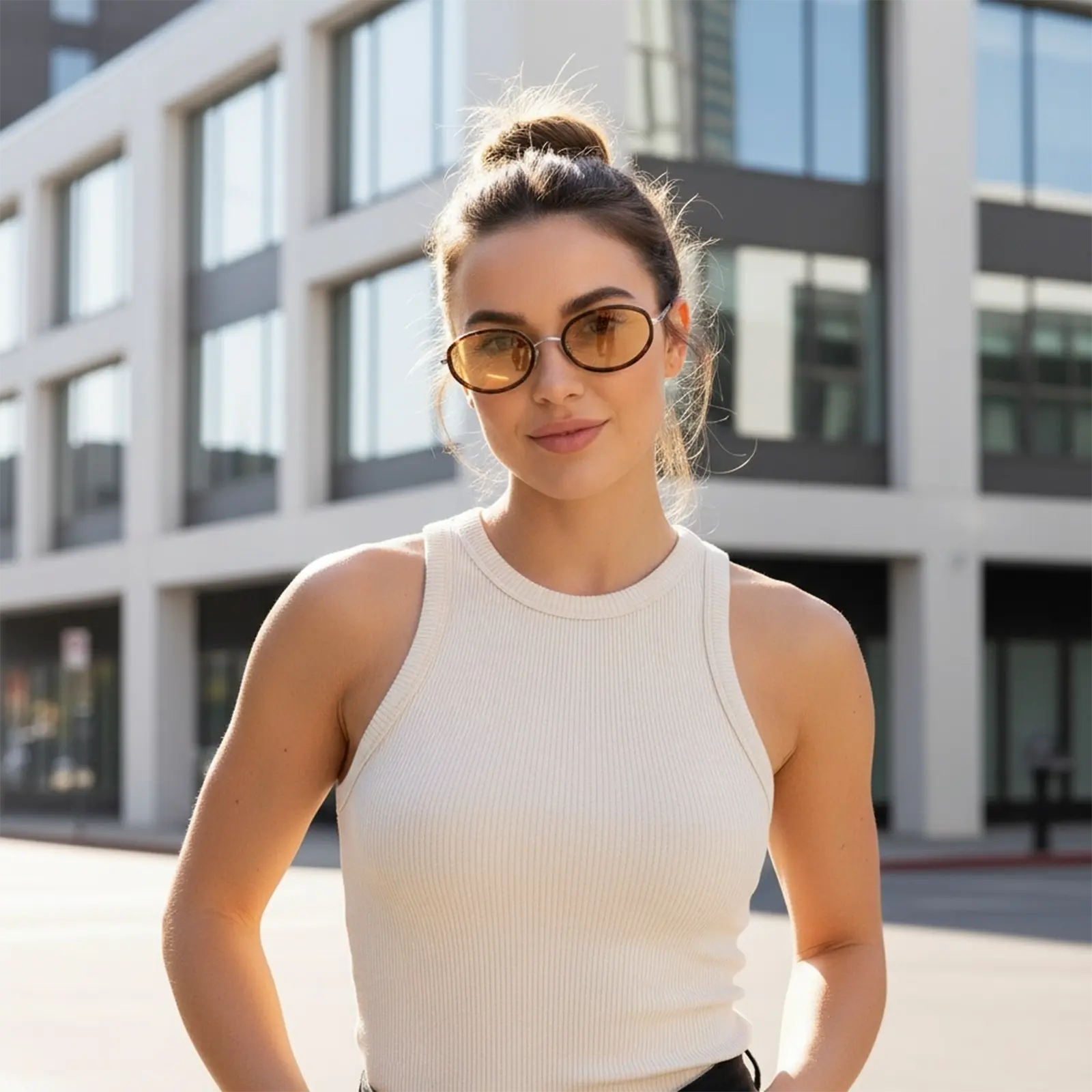 DIMA Vania Retro Oval Unisex Sunglasses, Business Casual Outfits Accessory, Full Rim Metal-Acetate Frame, Polarized Photochromic Yellow CR39 Lenses, UV400, 34.6g Lightweight, Temple 143.5mm, Total Width 145mm, Daily Wear