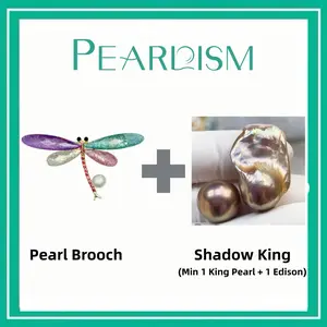 【Andrew】Dragonfly Brooch + Shadow King pearl (Min 1 king Pearl + 1 Edison) [Open in live]｜Freshwater Mix Color Baroque Pearl