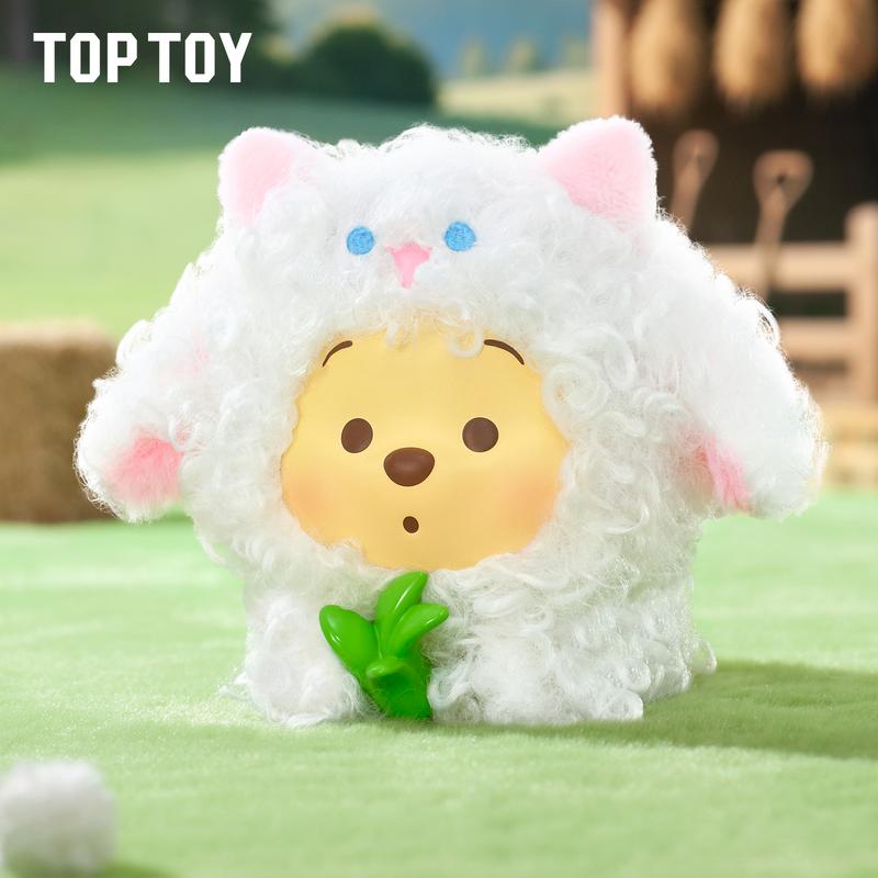 【TOPTOY】Disney Winnie the Pooh Happy Farm Series Vinyl Plush Blind Box, Cute Figures, Desktop Ornament, Collectible Toys, Birthday & Holiday Gift