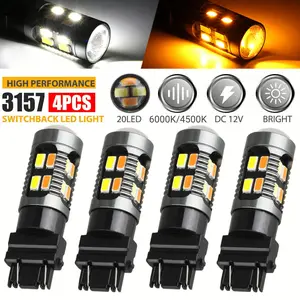 4X 3157 3156 LED DRL Switchback Turn Signal Light Bulbs 4157na 3457a White Amber Car