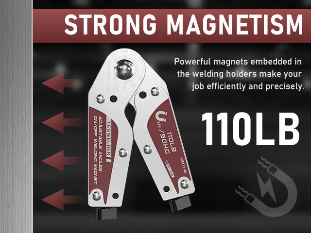YESWELDER 15-200° Adjustable Angle Welding Magnet with On/Off Switch | 66LBs & 110Lbs Holding Power Magnetic Welding Positioner for Soldering, Metal Fabrication & Pipe Installation