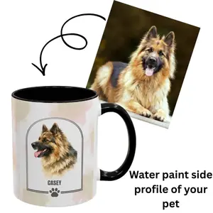 Custom Watercolor Cat Portrait Mug | Personalized Cat Dog Name Mug 11oz | Pet Name Coffee Cup | Pastel Handle Coffee Cup - scs16871  Ceramic Classic Drinkware Stylish Coffee