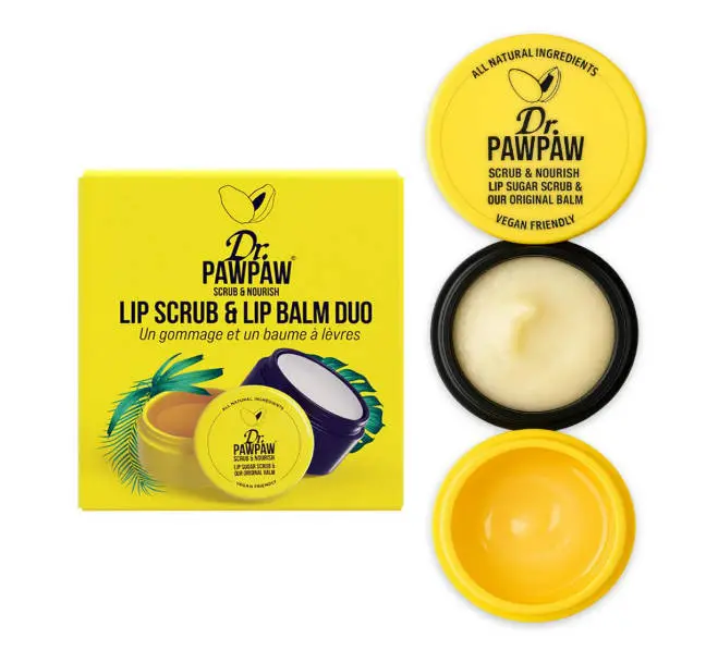 Dr. PawPaw Lip Scrub and Lip Balm Duo - 0.55 oz Lip Volumizer for Fuller Lips lip plumper