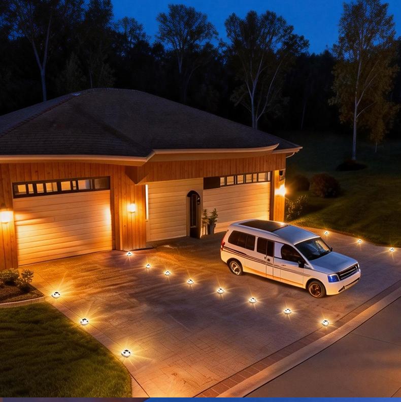 Solar Driveway Lights Outdoor, RGB Color Solar Deck & Dock Lights, IP68 Waterproof, 3 Dynamic Light Modes for Driveway, Walkway, Garden & Step