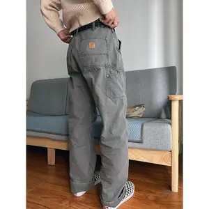Loose Carpenter Trousersfashion Clothes Casual Man Menswear Plain Pants Pocket Basic Decoration Outdoor Overalls Straight pants men cargopantsmen work pants men