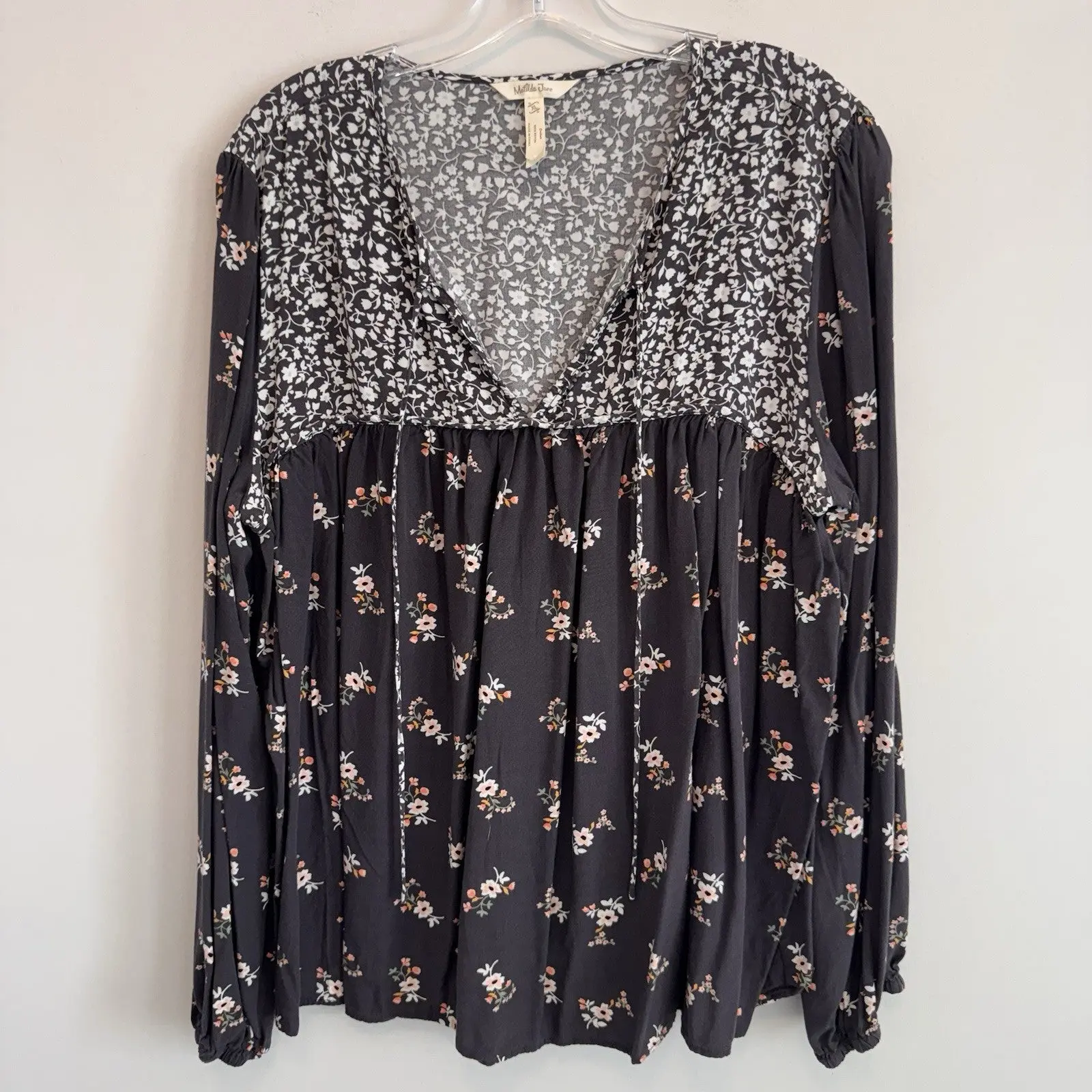 Matilda Jane Floral Peasant Blouse Women’s 2XL Boho Babydoll Rayon Top