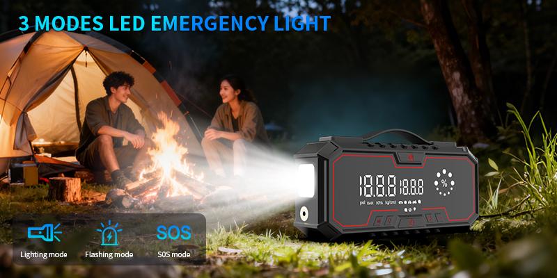 Kapeezi 12000A (All Gas, 12L Diesel) Portable Car Jump Starter with Air Compressor, Blower All-in-One, portable power bank with 160PSI Tire Inflator, Car Battery Jump Starter Multi-Function Vehicle battery jump pack Automotive Tool Kit