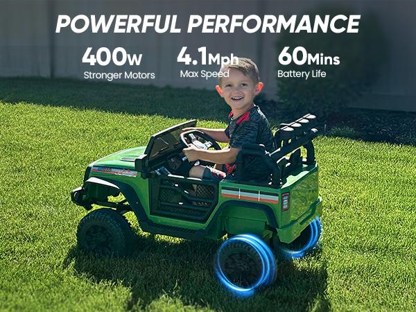 Kids Ride on Truck Car 12/24V Electric Jeep with Remote Control & Lights for Boys Girls