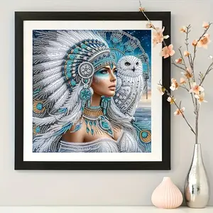 5D Diamond Painting Kits for Adults & Beginners - Native Indian Owl Animal Art, Special Shape DIY Rhinestone Art, Ideal Gift & Home Decor