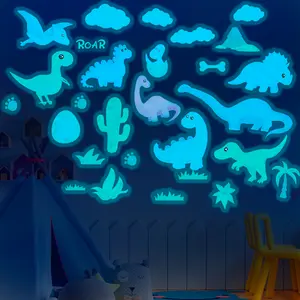 Glow-in-the-Dark Dinosaur Wall Decals – Fluorescent Dino Stickers, Self-Adhesive 3D Luminous Plastic Night Décor for Kids Bedroom, Playroom & Nursery