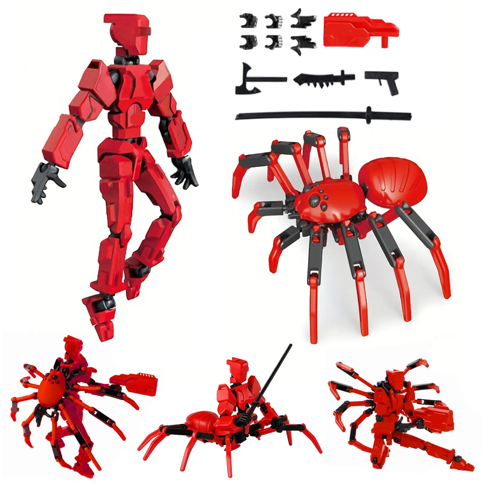 T13 Action Figure Set, 5.5 Inch T 13 Robot, Titan 13 Action Figures With Spider Sucker, Multi-Jointed Movable Dummy 13 Collectible Toy For Boys Age 8-12, Christmas Creative Gift