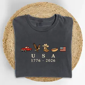 ChicCotton USA Icons 1776 - 2026 Comfort Colors Shirt, 250th Anniversary T-shirt, American Flag Graphic Tee, 4th Of July Clothing, Country Outfits