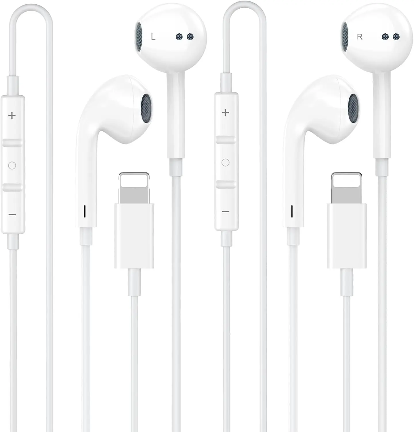 MFi Certified Lightning Wired Earbuds for iPhone (2 Pack) – In-Ear Headphones with Microphone, Music & Call Controls, Volume Control, Compatible with iPhone 14, 13, 12, 11 Pro Max