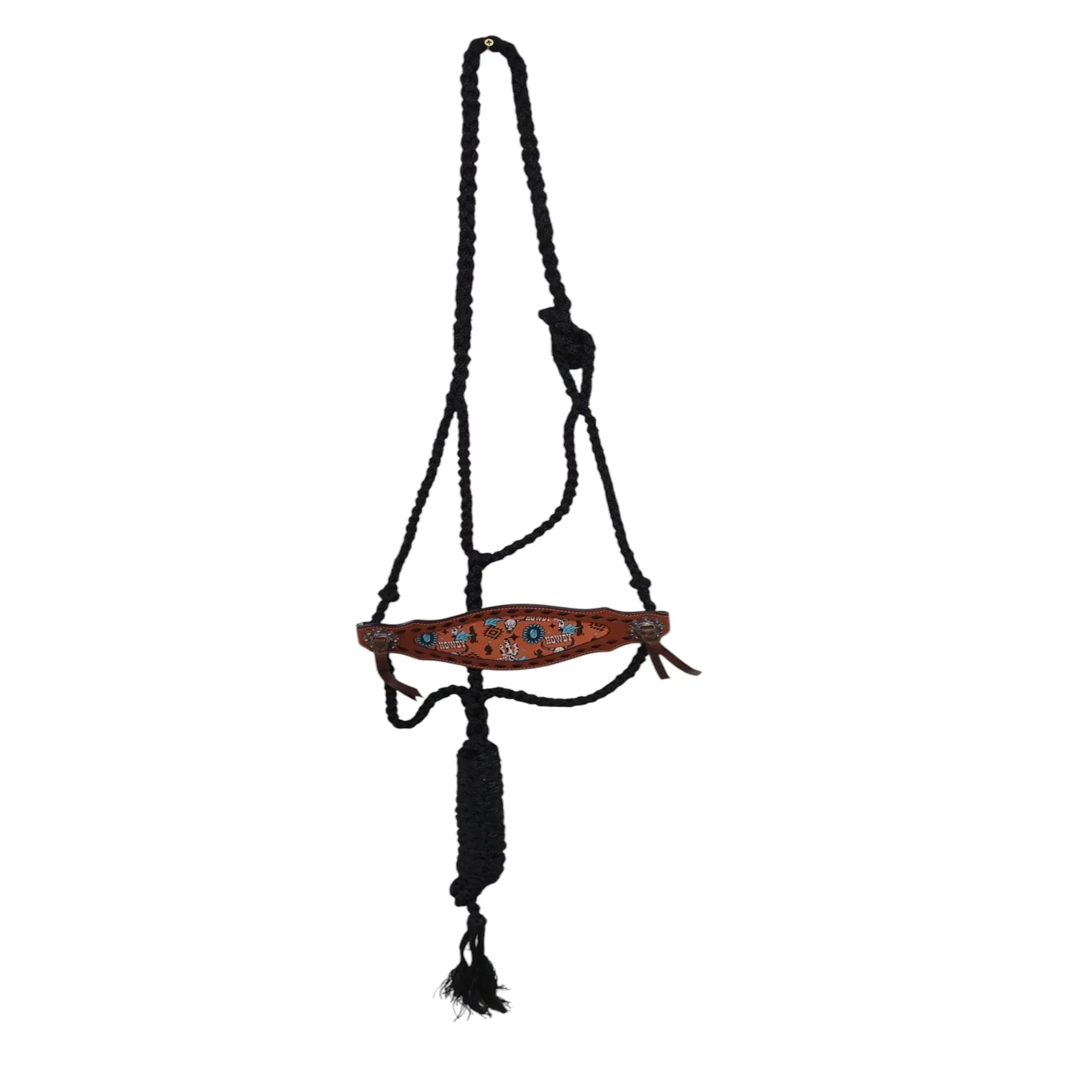 Schulz Western Equine Braided Bronc Halter Horse Size Howdy Design Durable Western Tack