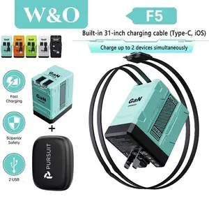 [2026 Pro Kit] 4-in-1 120W GaN Retractable Travel Station with Hardshell Organizer Case - One-Pull Fast Charging for iPhone 15 16 Pro Max, MacBook, iPad - Ultra-Portable Foldable Wall Plug [US Warehouse]