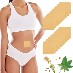 50 Pcs Disposable Castor Oil Pack Wrap for Belly Button Patch Organic Cotton Self-Adhesive Castor Oil Wrap Highly Absorbent No Washing (Oil Not Included)